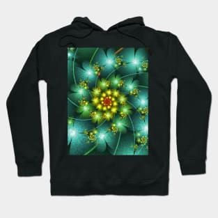 Spiraling Turquoise Flowers Hoodie